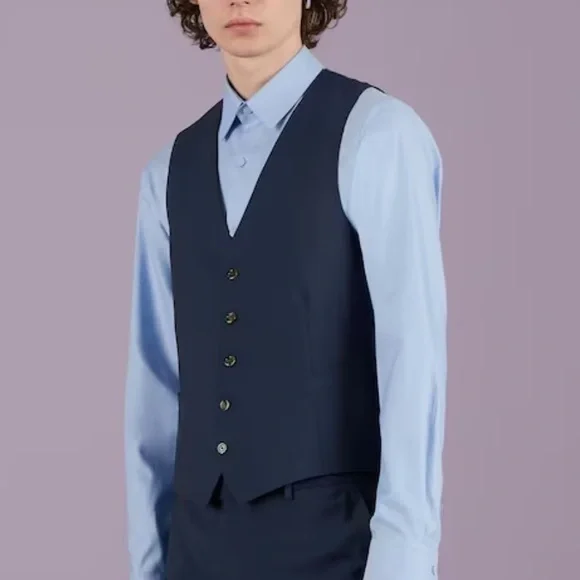 Gucci Navy Blue Wool Mohair Formal Vest Gilet Size 50R New - Picture 1 of 4